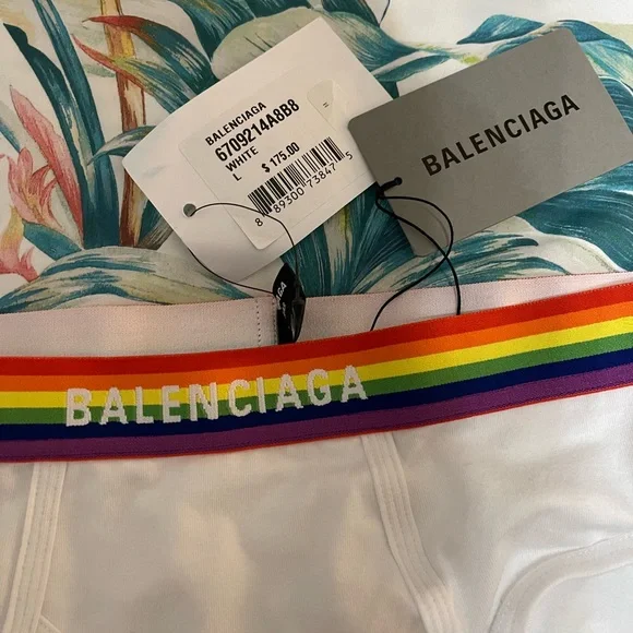 Balenciaga Mens White Pride Brief - Size Large - Picture 2 of 4